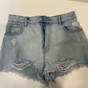 PACSUN - LIGHT BLUE HIGH RISE FESTIVAL JEAN SHORTS